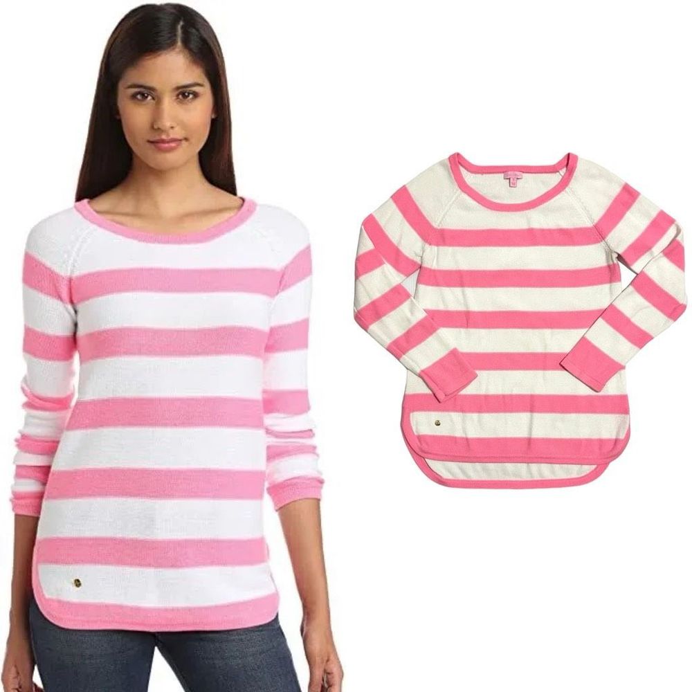 Lilly Pulitzer Paige Stripe Sweater Pink White , size XL